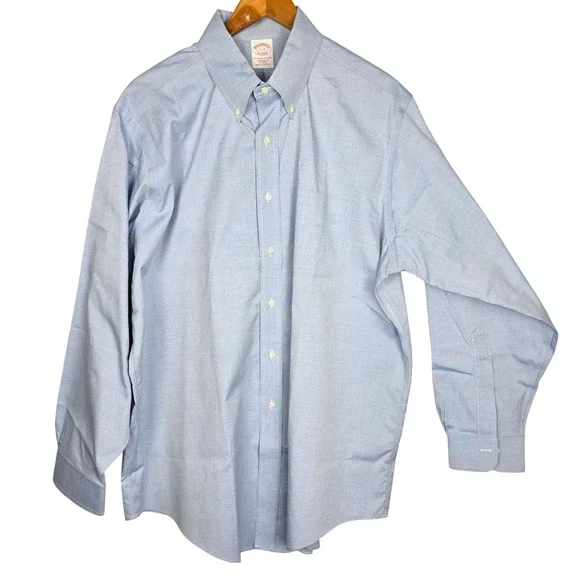 Brooks Brothers Men's Button Down Shirts 17-34 Blue Traditional Fit Cuff ‎ Lot 2